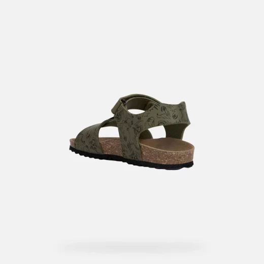 Geox Ghita Boy Military Sandals Army Green Black Summer 35 Breathable Lightweight Comfortable Perfect for Kids Boys Active Days Printed Leather Effect J028LB - Geox - Image 4
