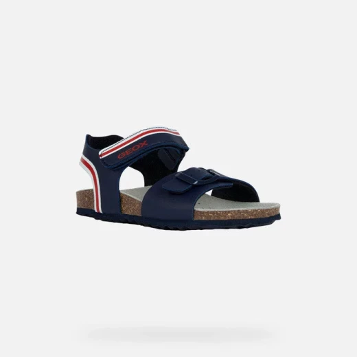 Geox Ghita Boy Sandals Blue 34 Lightweight Open Toe Anatomic Design Breathable Adjustable Kid's Footwear Perfect for Outdoor Adventures Made with Printed Leather Effect Material - Geox - Image 3