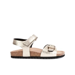 Adriel Girl's Python Print Sandals Gold Color Summer Footwear for Girls Size 34 Comfortable Breathable Lightweight Leather Effect Material Urban Stylish Contemporary Cool J028MC