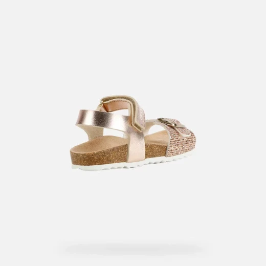 Adriel Girl Sandals Gold Pearlescent Leather Effect Glitter Detail 36 - Geox - Image 4