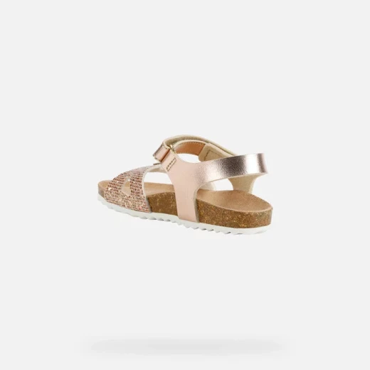 Adriel Girl Sandals Gold Pearlescent Leather Effect Glitter Detail 36 - Geox - Image 5