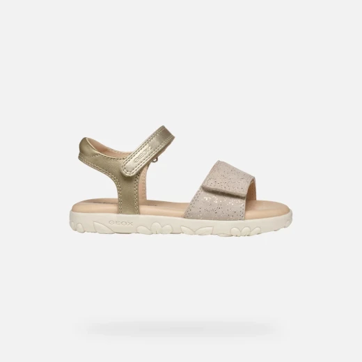 Haiti Girls' Sandals in Gold with Suede Upper Featuring Pearlescent Details and Raised Flower Pattern 32 Comfortable and Stylish Everyday Footwear for Girls Haiti Girls' Sandals in Gold with Suede Upper Featuring Pearlescent Details and Raised Flower Pattern 32 Comfortable and Stylish Everyday Footwear for Girls