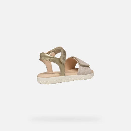 Haiti Girls' Sandals in Gold with Suede Upper Featuring Pearlescent Details and Raised Flower Pattern 32 Comfortable and Stylish Everyday Footwear for Girls - Geox - Image 5