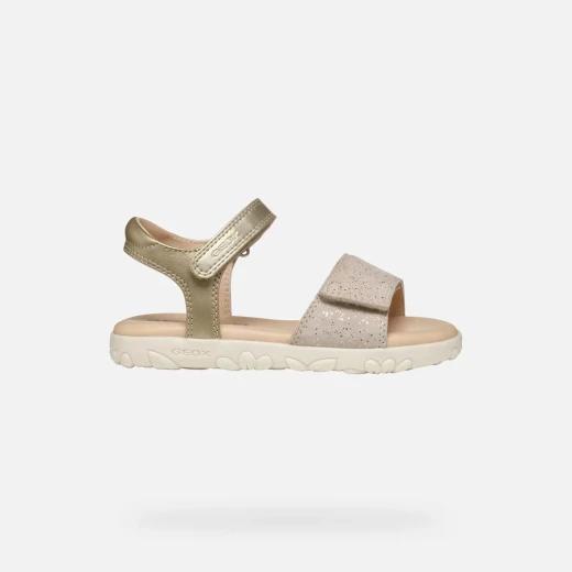 Haiti Girls' Sandals in Gold with Suede Upper Featuring Pearlescent Details and Raised Flower Pattern 32 Comfortable and Stylish Everyday Footwear for Girls - Geox - Image 8