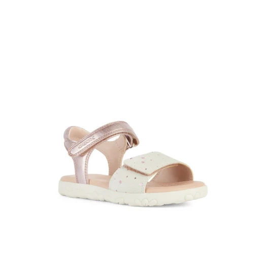 Geox Haiti Girl Rose Sandals Size 35 for Girls Printed Suede with Pearlescent Details and Raised Flower Pattern Tread Comfortable Stylish Sandal for Everyday Wear - Haiti roses - Image 3