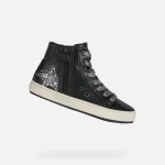 Geox Kalispera Girl's Sneakers Black Leather Effect Breathable Flexible Outsole Urban Design Size 36 Comfortable Stylish J044GA.000BC.C9244 - Geox