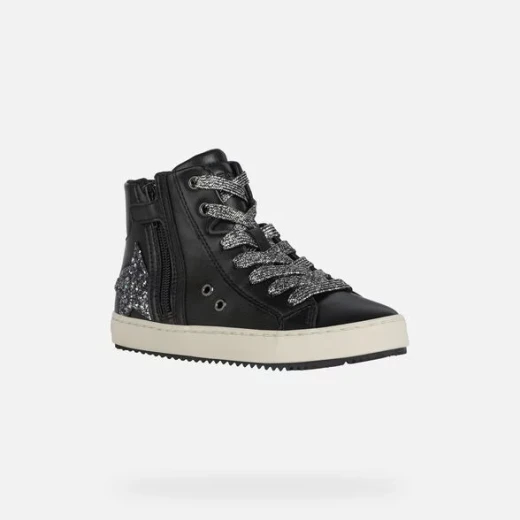 Geox Kalispera Girl's Sneakers Black Leather Effect Breathable Flexible Outsole Urban Design Size 36 Comfortable Stylish J044GA.000BC.C9244 - Geox - Image 3