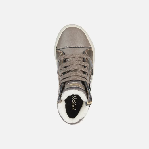 Geox Gisli Girl Sneakers Gold 34 Mid Cut Breathable Shoes Beige Suede-Like Upper Pearlescent Detailing Flexible Comfortable Design Practical for Everyday Wear J044NC.0DHAJ.C1X2L - Geox - Image 5