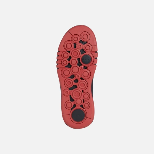 حذاء كاحل Geox Aerantis ABX للأولاد جلد أسود شمعي مقاوم للماء مقاس 35 بتفاصيل حمراء داكنة لأناقة مريحة وأداء رياضي في كل يوم - جيوكس - Image 6