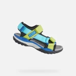 Geox Borealis Boy's Water-Friendly Sandal Black and Light Blue Breathable Comfortable Design Adjustable Fit Size 34 Ideal for Open Air Adventures Easy Goods Exchange Fast Delivery - Geox