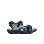 Geox Strada Boy's Water Friendly Sandals Grey Size 30 Adjustable Summer Footwear for Boys Mesh and Leather Effect Materials - Geox