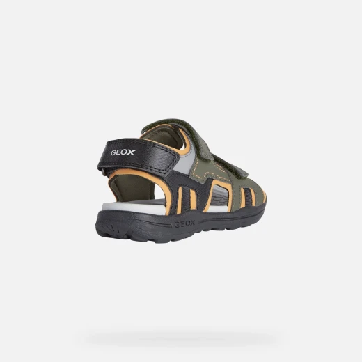 Geox Vaniett Boy's Sandals Olive Green Summer Comfort 36 Breathable Lycra and Leather Effect Design for Little Adventurers Easy Foot Entry Perfect for Everyday Wear - Geox - Image 4