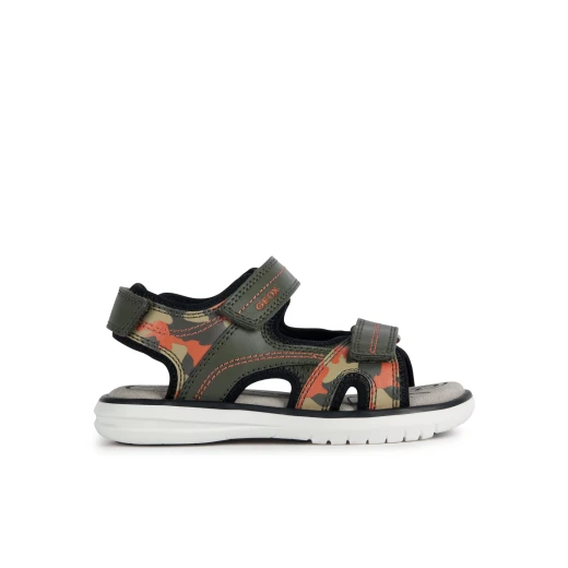 Geox Maratea Boy Sandals Military 34 Mesh Adjustable Summer Shoes