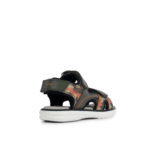 Geox Maratea Boy's Military Green Sandals, Mesh Upper, Adjustable Straps, Comfortable for Summertime Fun, Sizes Available: 36, Stylish Aesthetic for Boys, Durable Design - Geox - Image 4