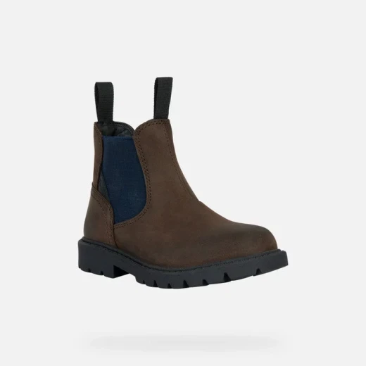 Geox Shaylax Boy Junior Brown Leather Ankle Boots with Breathable Design, Featuring Chelsea Boot Style, Lug Sole for Enhanced Grip, Ideal for Everyday Wear, Size 35 for Young Boys - Geox - Image 3