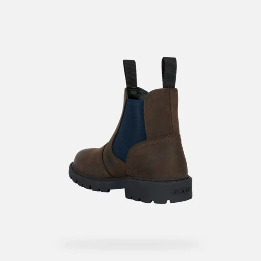Geox Shaylax Boy Junior Brown Leather Ankle Boots with Breathable Design, Featuring Chelsea Boot Style, Lug Sole for Enhanced Grip, Ideal for Everyday Wear, Size 35 for Young Boys - Geox - Image 4