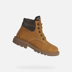 Geox Shaylax Boy Junior Ankle Boots Camel Nubuck Leather Workwear Inspired Design 29 Breathable Comfortable Everyday Wear J16FAB.032BC.C0930 Classic Lug Sole