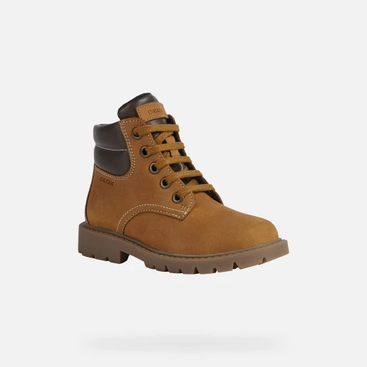 Geox Shaylax Boy Junior Ankle Boots Camel Nubuck Leather Workwear Inspired Design 29 Breathable Comfortable Everyday Wear J16FAB.032BC.C0930 Classic Lug Sole - Geox - Image 3