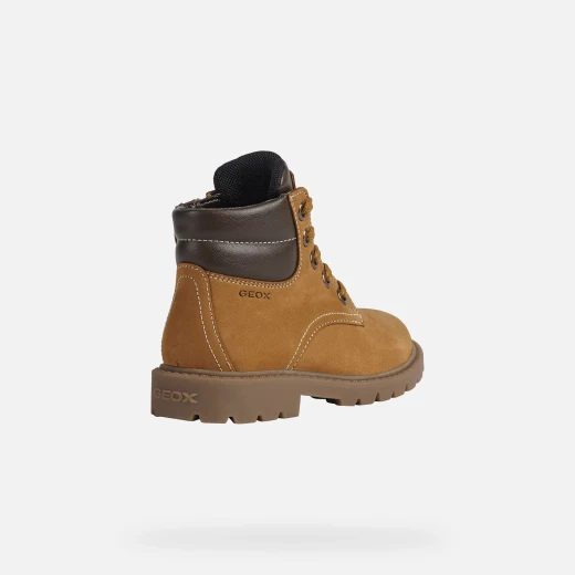 Geox Shaylax Boy Junior Ankle Boots Camel Nubuck Leather Workwear Inspired Design 29 Breathable Comfortable Everyday Wear J16FAB.032BC.C0930 Classic Lug Sole - Geox - Image 4