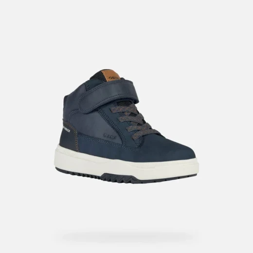 Geox Bunshee ABX Boy's Navy Mid Cut Waterproof Sneakers for Boys 28 with Breathable Flexible Design and Waxed Leather Effect Upper Fast Delivery and Easy Exchange - Geox - Image 3