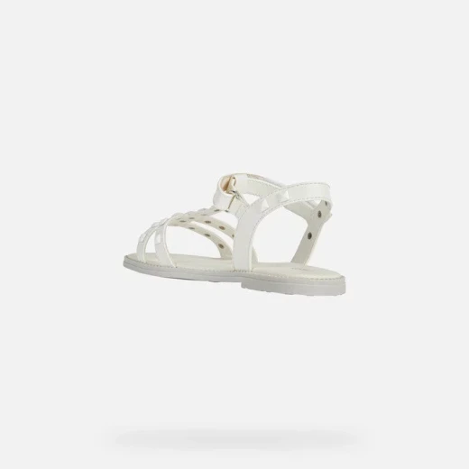 Geox Karly Girl's Sandals White Leather Effect Glam Detail Summertime Footwear for Girls Size 36 Comfortable Fashion Forward Design Easy Exchange Fast Delivery - Geox - Image 4