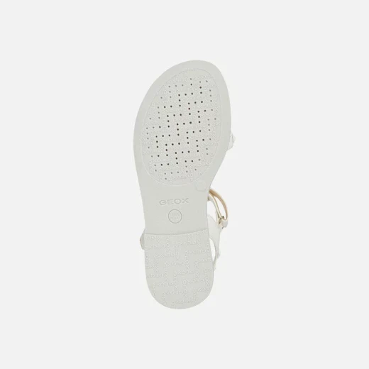 Geox Karly Girl's Sandals White Leather Effect with Metal Detail Size 38 Comfortable Summer Fashion Footwear for Girls Fast Delivery and Easy Exchange - Geox - Image 6