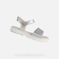 Coralie Girl Sandals Silver Suede Comfortable Summer Shoes Size 28