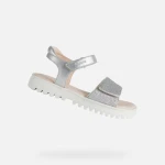 Geox Coralie Girl Sandals Silver Suede 38 for Women Summer Footwear - Geox