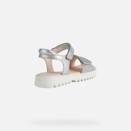 Geox Coralie Girl Sandals Silver Suede 38 for Women Summer Footwear - Geox - Image 4