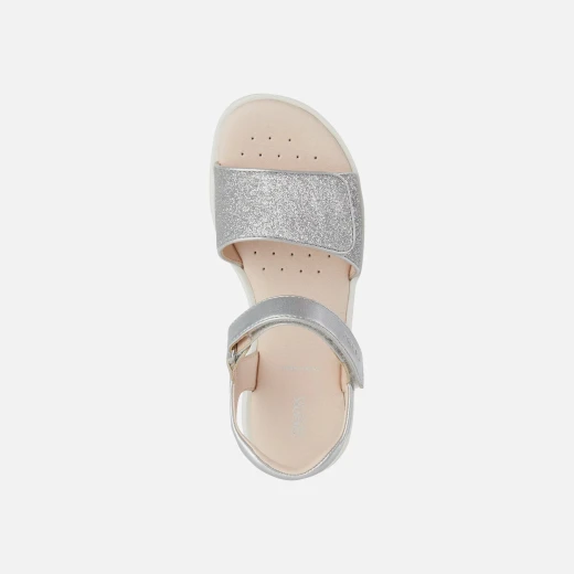 Geox Coralie Girl Sandals Silver Suede 38 for Women Summer Footwear - Geox - Image 5
