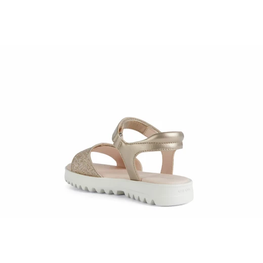 Geox Coralie Girl's Sandals Light Gold 35 Featuring Glitter and Pearlescent Leather Effect for Girls Summer Footwear Adjustable Fit and Lightweight Design - Geox - Image 5