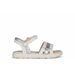 Geox Haiti Girl Sandals White Size 35 for Girls Summer Footwear with Adjustable Fit and Leather Effect Design Comfortable and Versatile Perfect for Special Occasions - Geox