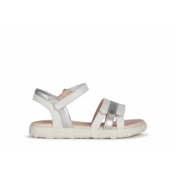 Geox Haiti Girl Sandals White Size 35 for Girls Summer Footwear with Adjustable Fit and Leather Effect Design Comfortable and Versatile Perfect for Special Occasions