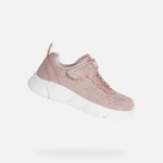 Geox Aril Girl's Sneakers Rose Pink Breathable Athletic Shoes Size 36 Featuring Shiny Knit Fabric and Leather Effect Detailing. Comfortable, Stylish Footwear for Active Girls - Geox