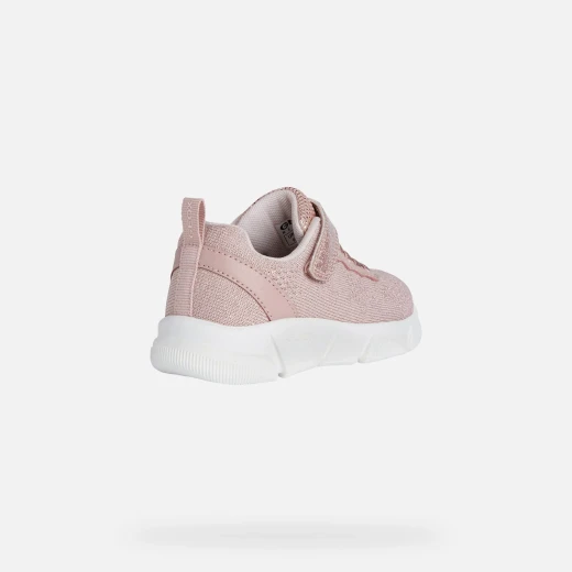 Geox Aril Girl's Sneakers Rose Pink Breathable Athletic Shoes Size 36 Featuring Shiny Knit Fabric and Leather Effect Detailing. Comfortable, Stylish Footwear for Active Girls - Geox - Image 5