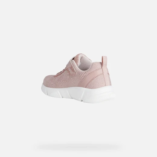 Geox Aril Girl's Sneakers Rose Pink Breathable Athletic Shoes Size 36 Featuring Shiny Knit Fabric and Leather Effect Detailing. Comfortable, Stylish Footwear for Active Girls - Geox - Image 6