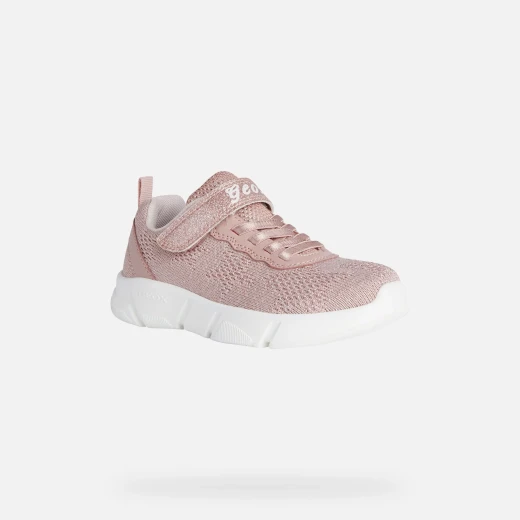 Geox Aril Girl's Sneakers Rose Pink Breathable Athletic Shoes Size 36 Featuring Shiny Knit Fabric and Leather Effect Detailing. Comfortable, Stylish Footwear for Active Girls - Geox - Image 7