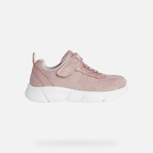 Geox Aril Girl's Sneakers Rose Pink Breathable Athletic Shoes Size 36 Featuring Shiny Knit Fabric and Leather Effect Detailing. Comfortable, Stylish Footwear for Active Girls - Geox - Image 8
