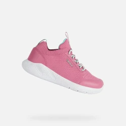 Geox Sprintye Girl Fuchsia Pink Seagreen Breathable Knit Effect Sneaker Size 38
