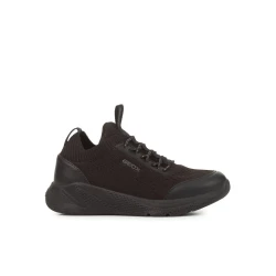 Sprintye Boy's Lightweight Sneaker in Black, Size 34. Breathable Knitted Fabric for Everyday Comfort and Casual Style