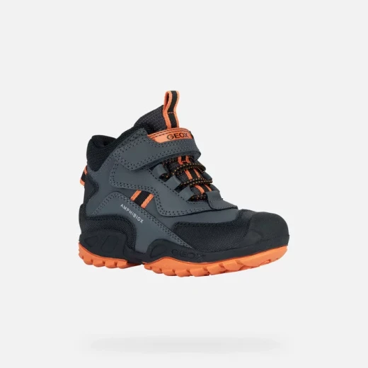 Geox New Savage ABX Boy's Mid Cut Mountain Boots 34 Dark Grey Outdoor Waterproof Durable Design for Active Kids with Leather Effect Tumbled Leather Effect Material - Geox - Image 3