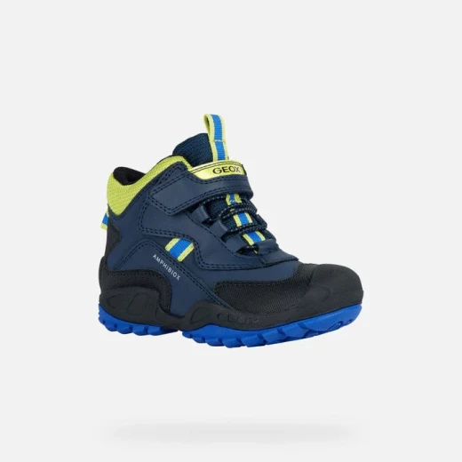 Geox New Savage ABX Boy's Mid-Cut Mountain Boots Navy Blue Lime Green 28 Waterproof Breathable Outdoor Adventure Design Durable Comfort for Active Kids - Geox - Image 3
