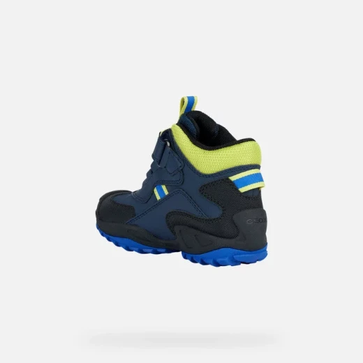Geox New Savage ABX Boy's Mid-Cut Mountain Boots Navy Blue Lime Green 28 Waterproof Breathable Outdoor Adventure Design Durable Comfort for Active Kids - Geox - Image 4
