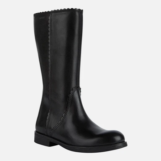 Geox Agata Girl's Black Leather Boots Size 35 for Girls. Ultra Comfortable Winter Footwear with Breathable Design, Easy Entry and On Trend Styling. Item Code J2649B.00043.C9999 - Geox - Image 3