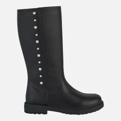 Geox Eclair Girl Ankle Boots Black Leather Effect Studded Design 28 Breathable Comfortable Casual Vintage Rock Style Girls Shoes Fast Delivery Easy Exchange