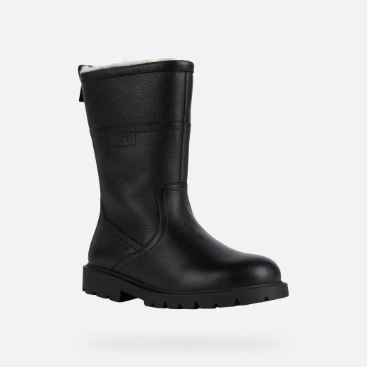 Geox Shaylax Girl's Water Repellent Boots in Black Size 35 with Faux Fur Trim, Round Toe, Breathable, and Stylish for City Explorers - Geox - Image 3