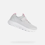 Geox Spherica Girl Junior's Mid-Cut Sneakers Light Grey Fuchsia Knit 35, Lightweight Ultra-Cushioning Design, Breathable, Flexible, Stylish, Fast Delivery, Easy Exchange - Geox
