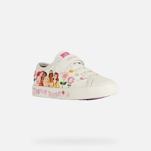 Geox Ciak Gril Disney Princess White Canvas Sneakers for Girls 35 - Geox - Image 3