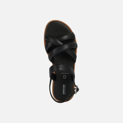 Geox Karly Girl's Black Flat Sandals: Comfortable & Trendy Crossover Straps for Girls, Lightweight & Breathable Design, Available in Size 28 for Everyday Glamour and Easy Exchange - Geox - Image 5