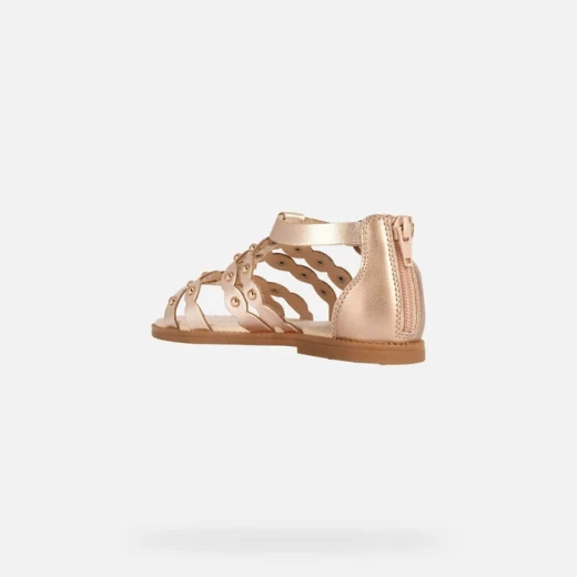 Geox Karly Girl's Sandals Copper Metallic Leather Studded with Glamorous Touch for Girls, Size 28, Perfect for Warm Weather and Comfortable Fit, Featuring Easy Exchange Options - Geox - Image 4